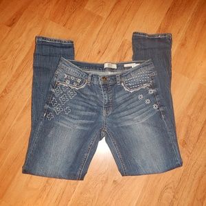 Vintage America Flower Embroidered Boyfriend Jeans